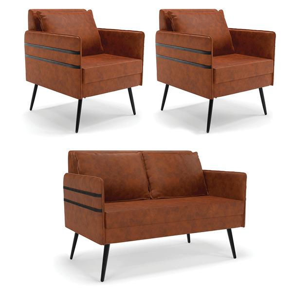 Kit 01 Namoradeira 02 Lugares E 02 Poltronas Mari Corano Pés