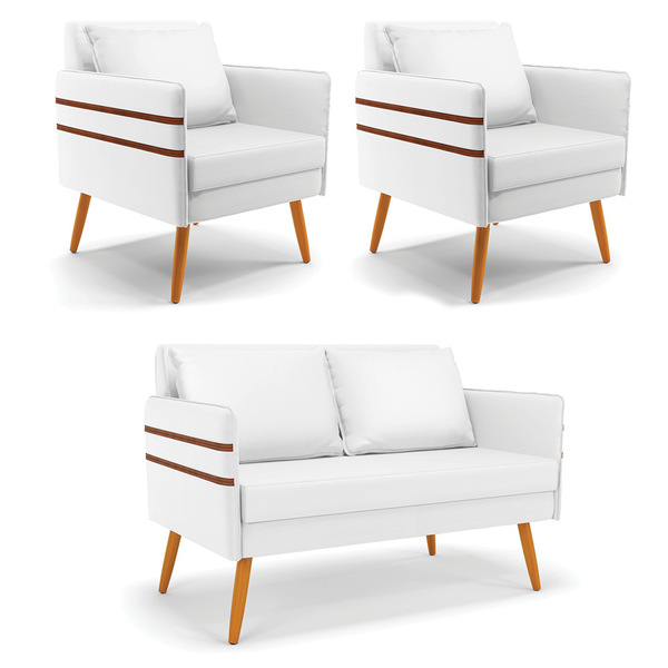 Kit 01 Namoradeira 02 Lugares E 02 Poltronas Mari Corino Bran