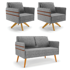 Kit 01 Namoradeira 02 Lugares E 02 Poltronas Mari Linho Base