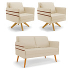 Kit 01 Namoradeira 02 Lugares E 02 Poltronas Mari Linho Base