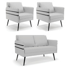 Kit 01 Namoradeira 02 Lugares E 02 Poltronas Mari Linho Pés P