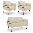 Kit 01 Namoradeira 02 Lugares E 02 Poltronas Mari Linho Pés P