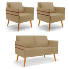 Kit 01 Namoradeira 02 Lugares E 02 Poltronas Mari Linho Pés P