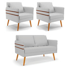 Kit 01 Namoradeira 02 Lugares E 02 Poltronas Mari Linho Pés P