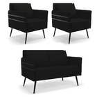 Kit 01 Namoradeira 02 Lugares E 02 Poltronas Mari Linho Preto