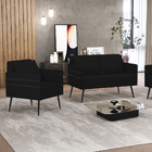 Kit 01 Namoradeira 02 Lugares E 02 Poltronas Mari Linho Preto