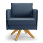 Kit 01 Namoradeira 02 Lugares E 02 Poltronas Mari Suede Azul