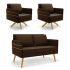 Kit 01 Namoradeira 02 Lugares E 02 Poltronas Mari Suede Base