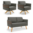 Kit 01 Namoradeira 02 Lugares E 02 Poltronas Mari Suede Grafi