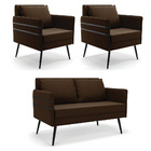 Kit 01 Namoradeira 02 Lugares E 02 Poltronas Mari Suede Pés P