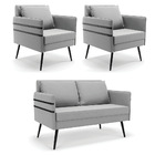 Kit 01 Namoradeira 02 Lugares E 02 Poltronas Mari Suede Pés P