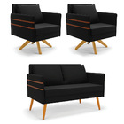 Kit 01 Namoradeira 02 Lugares E 02 Poltronas Mari Suede Preto