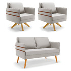 Kit 01 Namoradeira 02 Lugares E 02 Poltronas Mari Veludo Cinz