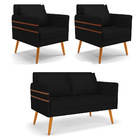 Kit 01 Namoradeira 02 Lugares E 02 Poltronas Mari Veludo Luxo