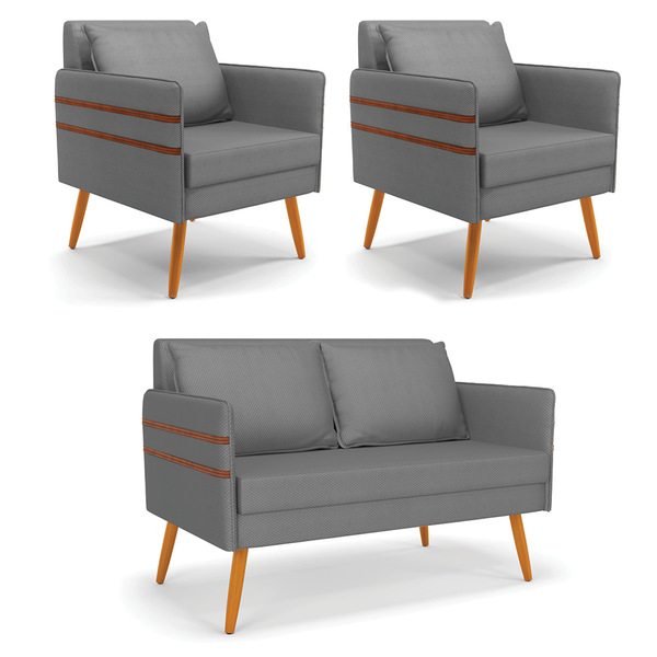 Kit 01 Namoradeira 02 Lugares E 02 Poltronas Mari Veludo Luxo