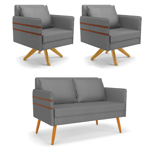 Kit 01 Namoradeira 02 Lugares E 02 Poltronas Mari Veludo Luxo