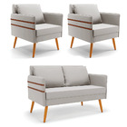 Kit 01 Namoradeira 02 Lugares E 02 Poltronas Mari Veludo Pés