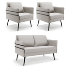 Kit 01 Namoradeira 02 Lugares E 02 Poltronas Mari Veludo Pés