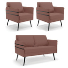 Kit 01 Namoradeira 02 Lugares E 02 Poltronas Mari Veludo Pés