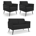 Kit 01 Namoradeira 02 Lugares E 02 Poltronas Mari Veludo Pret