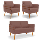 Kit 01 Namoradeira 02 Lugares E 02 Poltronas Mari Veludo Rosê