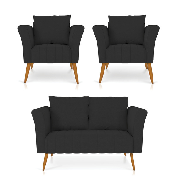 Kit 01 Namoradeira 02 Lugares E 02 Poltronas Marilia Linho Pr