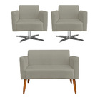 Kit 01 Namoradeira 02 Lugares E 02 Poltronas Marisa Suede Bas