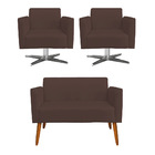 Kit 01 Namoradeira 02 Lugares E 02 Poltronas Marisa Suede Bas
