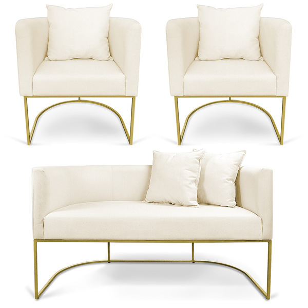 Kit 01 Namoradeira 02 Lugares E 02 Poltronas Paola Linho Base