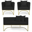 Kit 01 Namoradeira 02 Lugares E 02 Poltronas Paola Linho Base