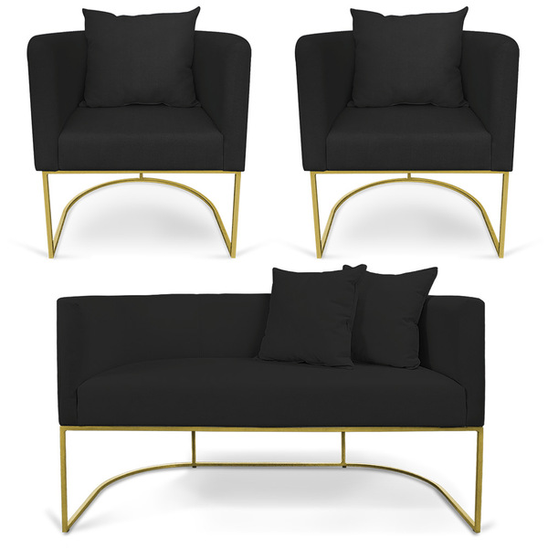 Kit 01 Namoradeira 02 Lugares E 02 Poltronas Paola Linho Base