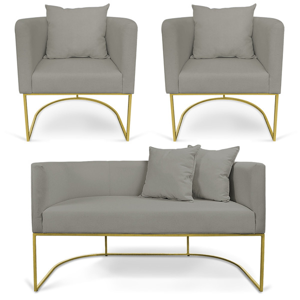 Kit 01 Namoradeira 02 Lugares E 02 Poltronas Paola Linho Base