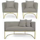 Kit 01 Namoradeira 02 Lugares E 02 Poltronas Paola Linho Graf