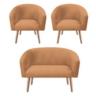 Kit 01 Namoradeira 02 Lugares E 02 Poltronas Stella Suede Car