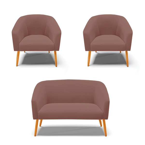 Kit 01 Namoradeira 02 Lugares E 02 Poltronas Stella Veludo Ro