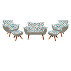 Kit 01 Namoradeira 02 Poltronas E 02 Puffs Giratório Opala Su