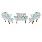 Kit 01 Namoradeira 02 Poltronas E 02 Puffs Giratório Opala Su