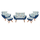 Kit 01 Namoradeira 02 Poltronas E 02 Puffs Giratório Opala Su