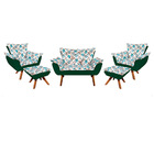 Kit 01 Namoradeira 02 Poltronas E 02 Puffs Giratório Opala Su