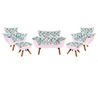 Kit 01 Namoradeira 02 Poltronas E 02 Puffs Giratório Opala Su