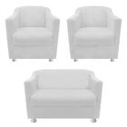 Kit 01 Namoradeira 02 Poltronas Tilla Corano Branco