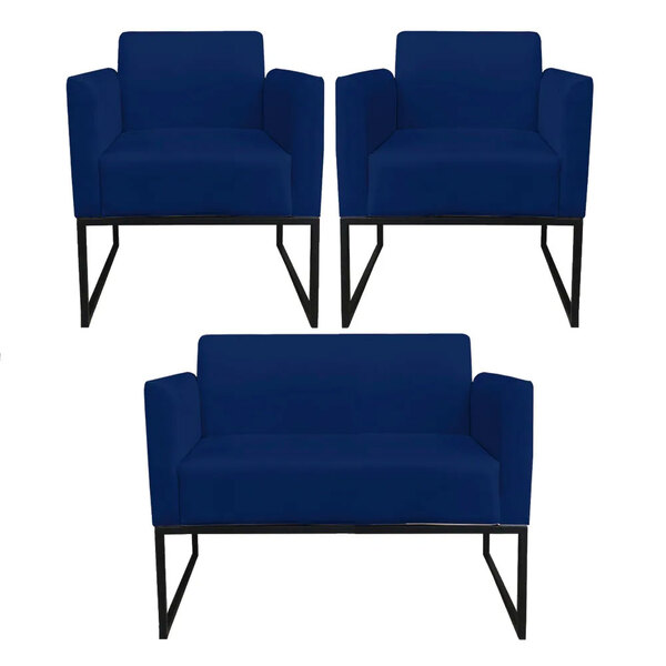 Kit 01 Namoradeira Com 02 Poltronas Bulgaria Premium Suede Az