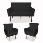 Kit 01 Namoradeira Com 02 Poltronas Decorativa Julieta Pés Ma