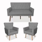 Kit 01 Namoradeira Com 02 Poltronas Decorativa Julieta Pés Ma