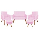 Kit 01 Namoradeira Com 02 Poltronas E 02 Puffs Larissa Suede