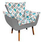 Kit 01 Namoradeira Com 02 Poltronas E 02 Puffs Opala D33 Pés