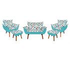 Kit 01 Namoradeira Com 02 Poltronas E 02 Puffs Opala D33 Pés