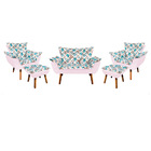 Kit 01 Namoradeira Com 02 Poltronas E 02 Puffs Opala D33 Pés