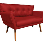 Kit 01 Namoradeira E 01 Poltrona Anitta Corino Bege Pés Palit