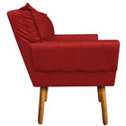 Kit 01 Namoradeira E 01 Poltrona Anitta Corino Bege Pés Palit